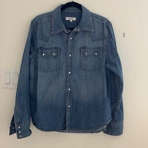 Re/Done pearl snap denim shirt, size L
